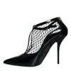 Dolce &amp; Gabbana Schwarze Mesh-Lackleder-Absatz-Pumps-Schuhe