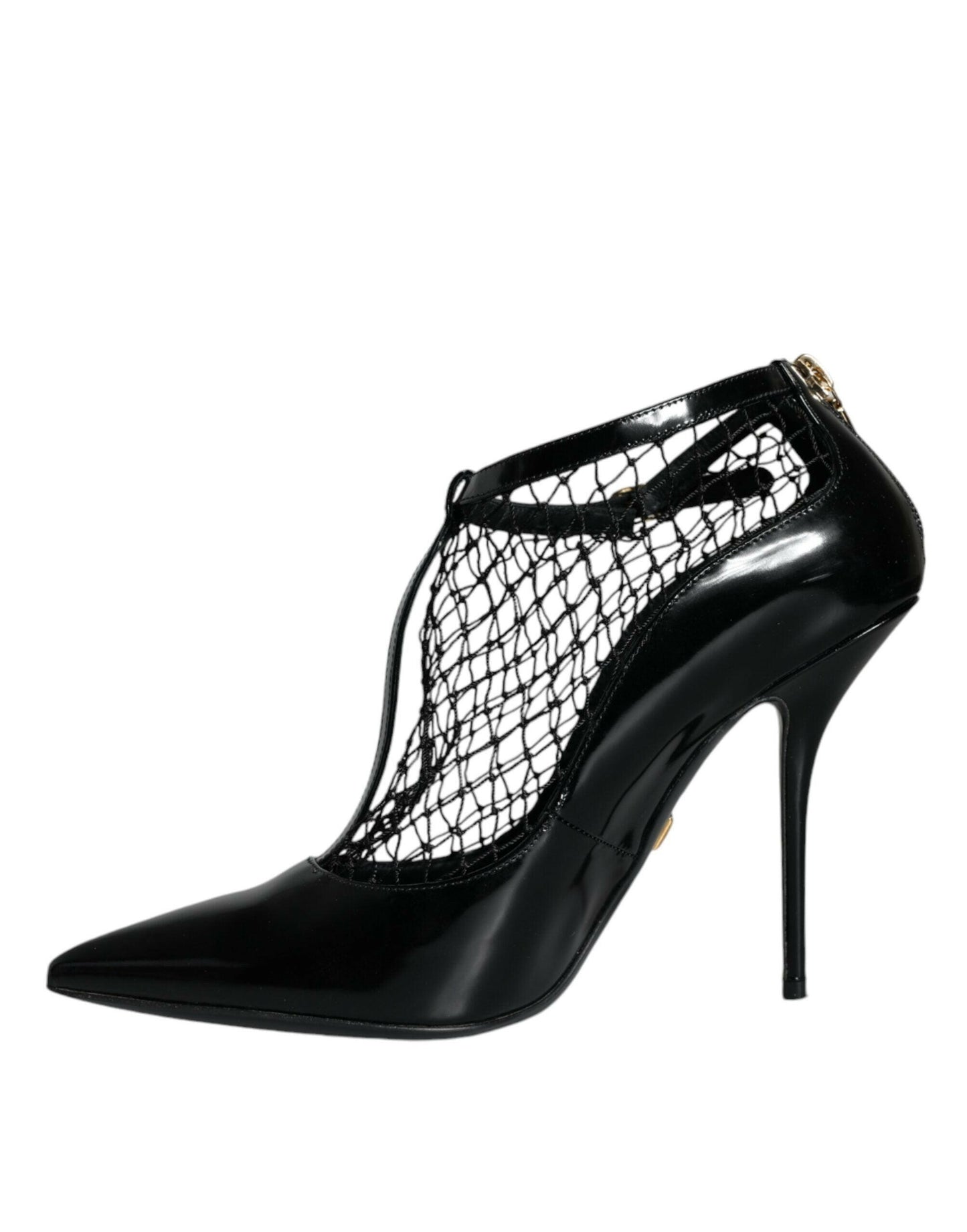 Dolce &amp; Gabbana Schwarze Mesh-Lackleder-Absatz-Pumps-Schuhe