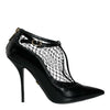 Dolce &amp; Gabbana Schwarze Mesh-Lackleder-Absatz-Pumps-Schuhe