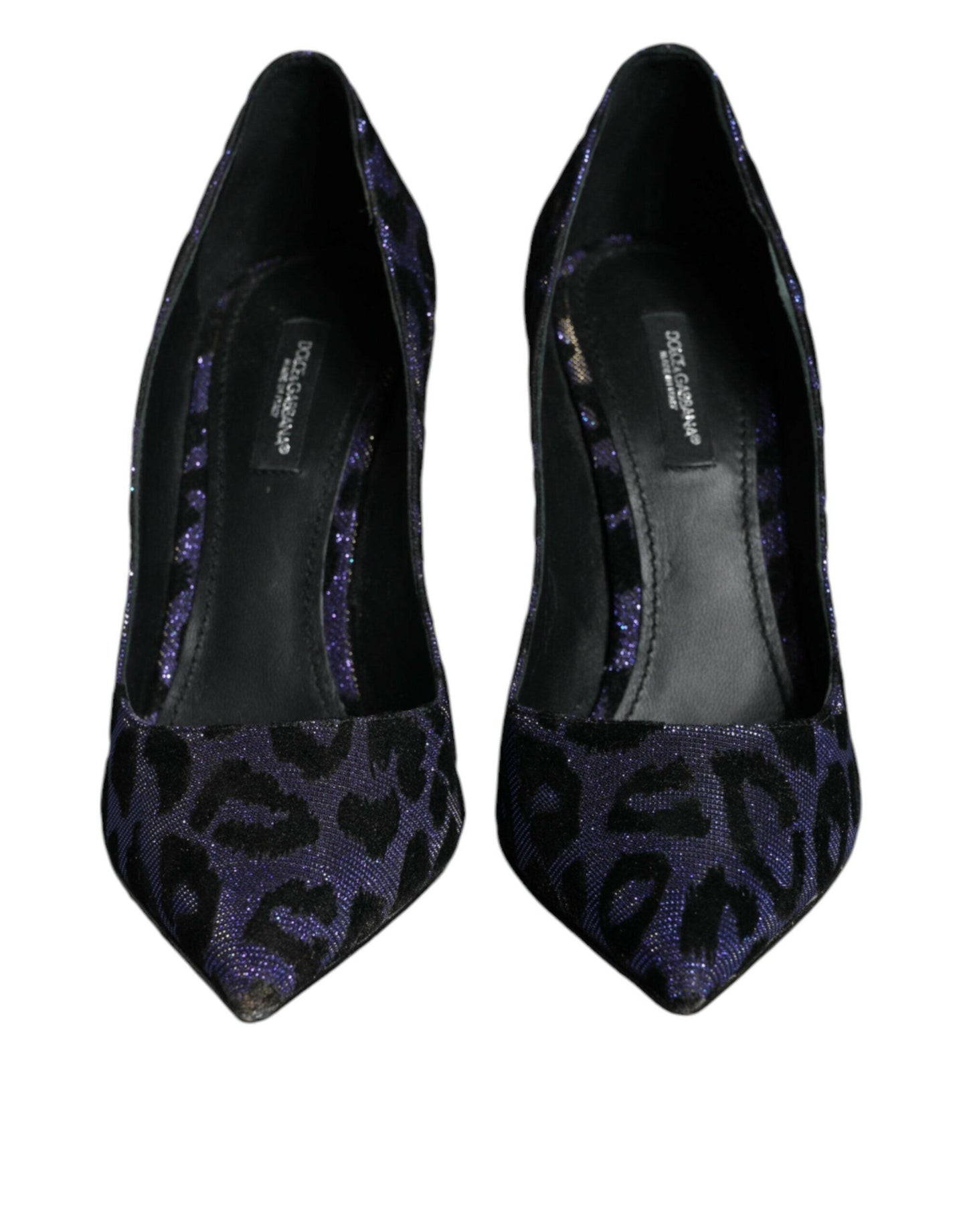 Dolce &amp; Gabbana Violette Leopard Lurex High Heels Pumps Schuhe