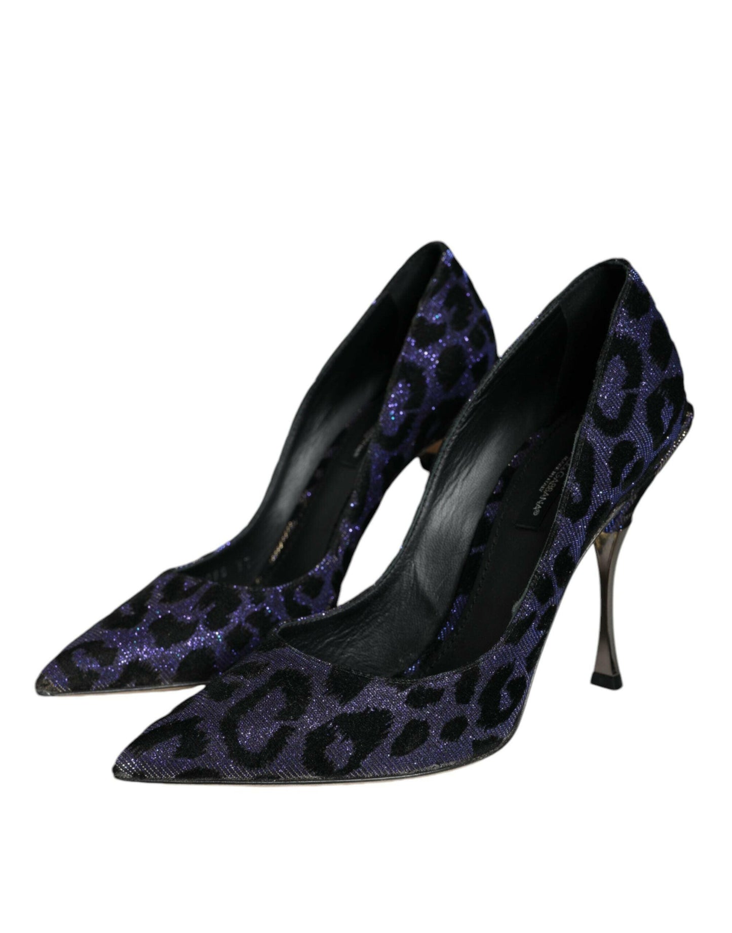 Dolce &amp; Gabbana Violette Leopard Lurex High Heels Pumps Schuhe