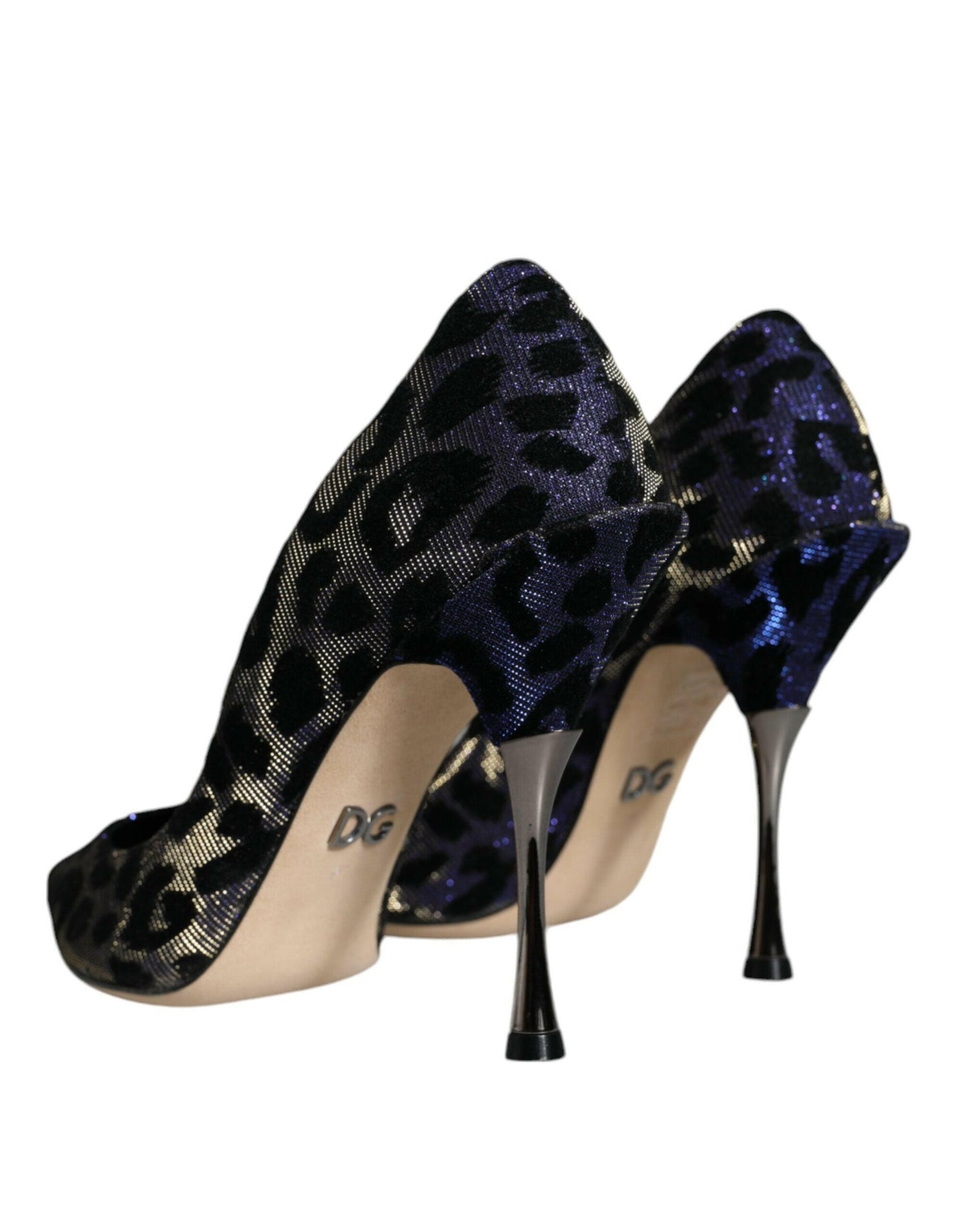 Dolce &amp; Gabbana Violette Leopard Lurex High Heels Pumps Schuhe