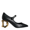 Dolce &amp; Gabbana – Mary-Jane-Pumps aus schwarzem Leder mit Logo