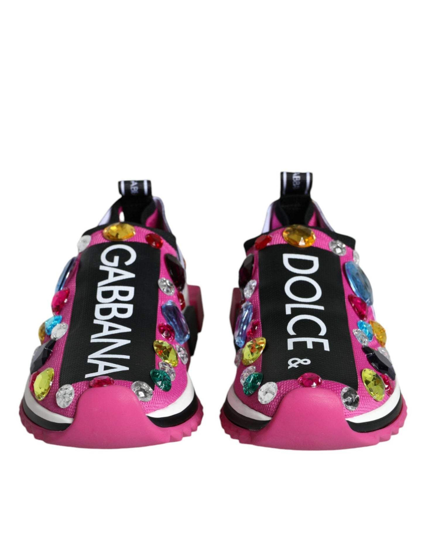 Dolce &amp; Gabbana Pink Sorrento Kristalle Low Top Sneakers Schuhe