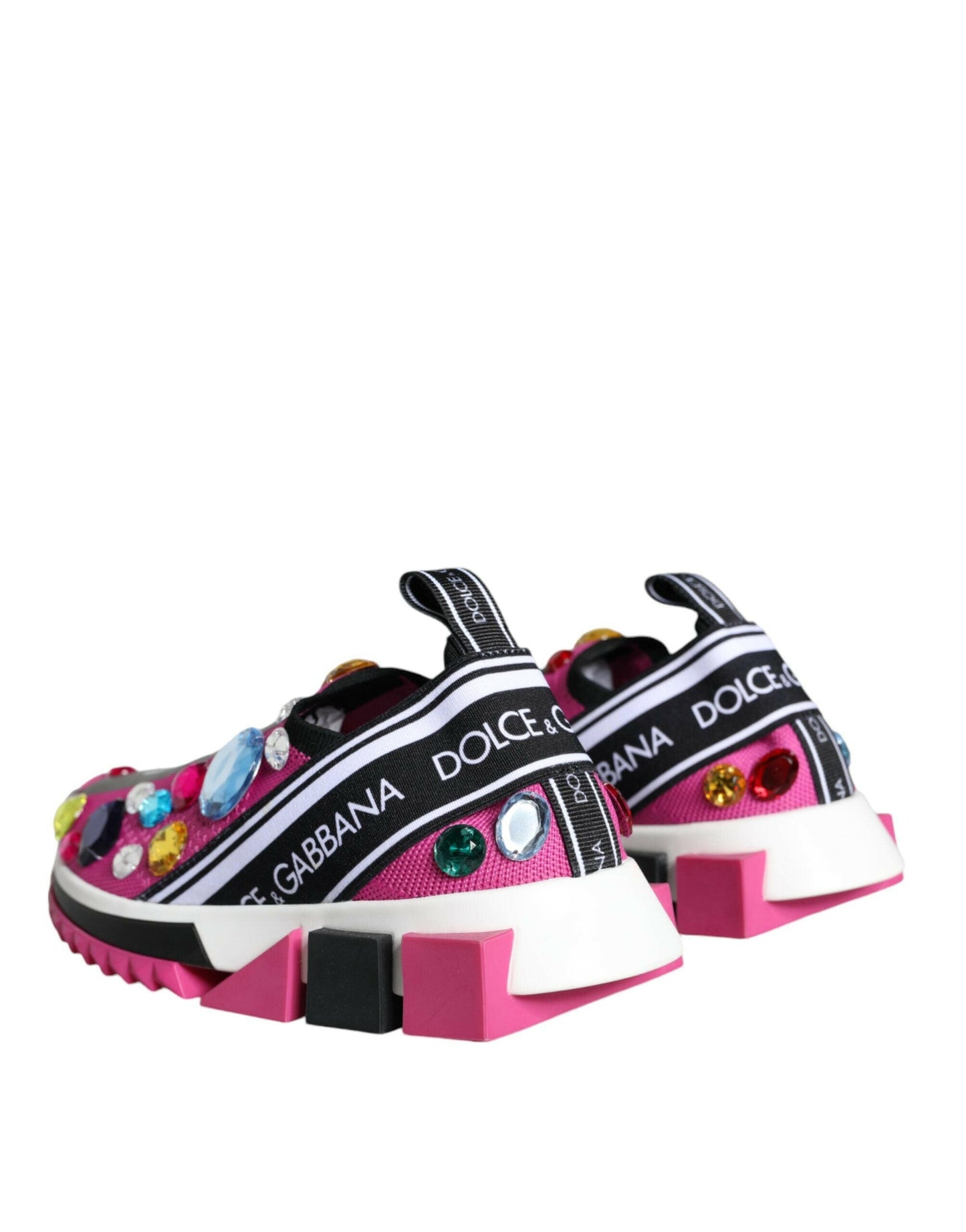Dolce &amp; Gabbana Pink Sorrento Kristalle Low Top Sneakers Schuhe