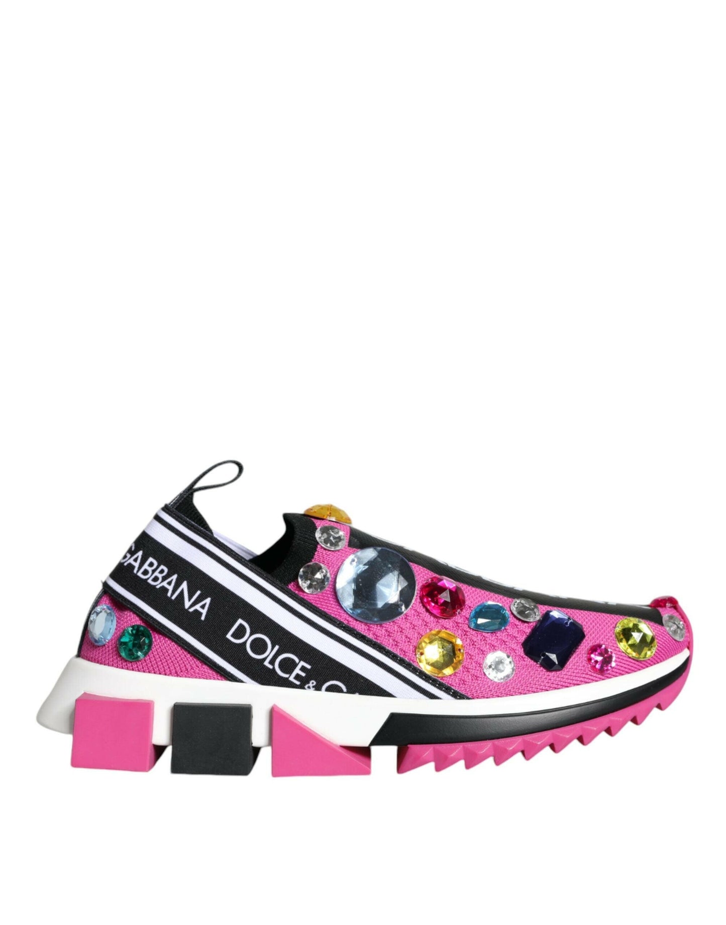 Dolce &amp; Gabbana Pink Sorrento Kristalle Low Top Sneakers Schuhe