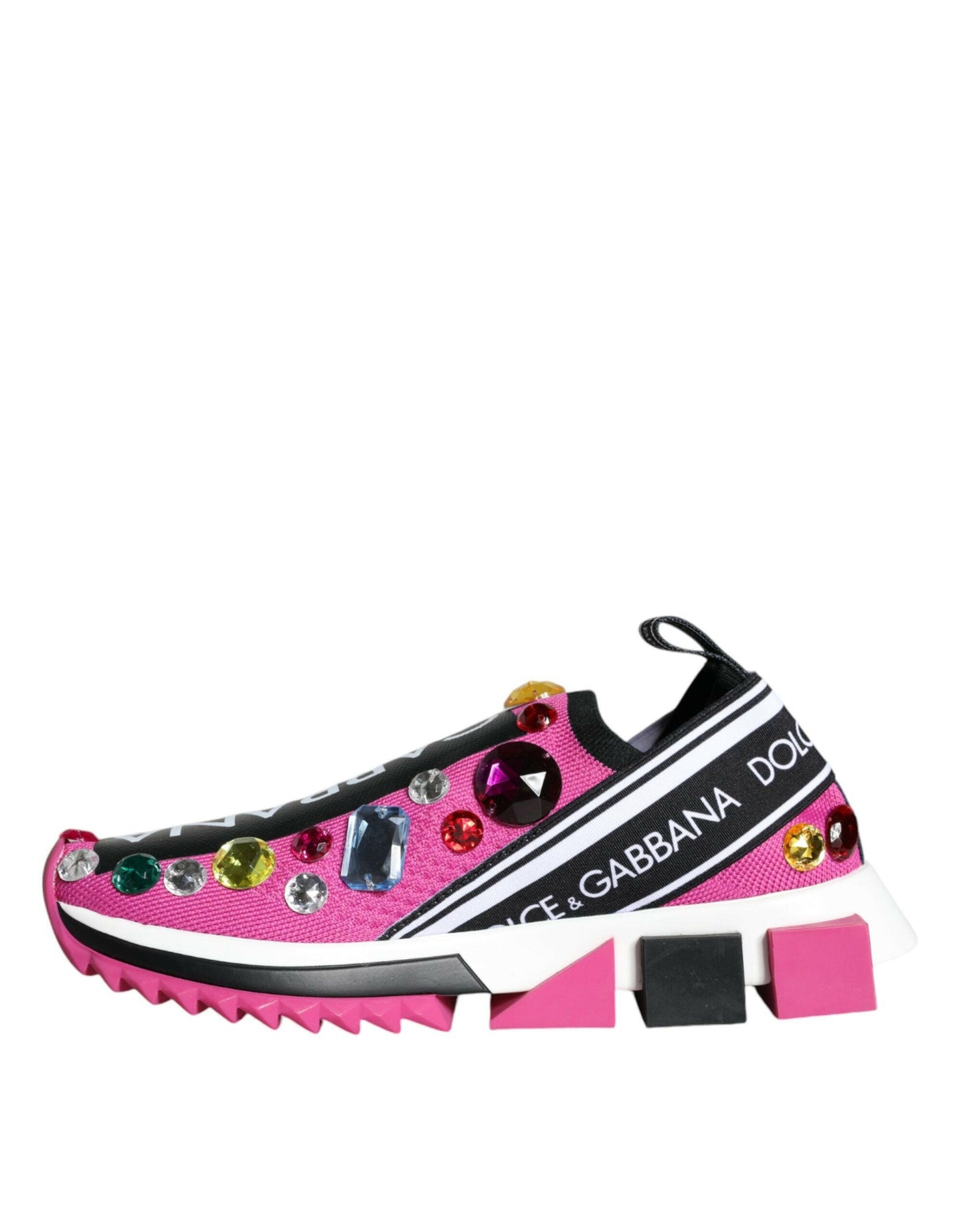 Dolce &amp; Gabbana Pink Sorrento Kristalle Low Top Sneakers Schuhe