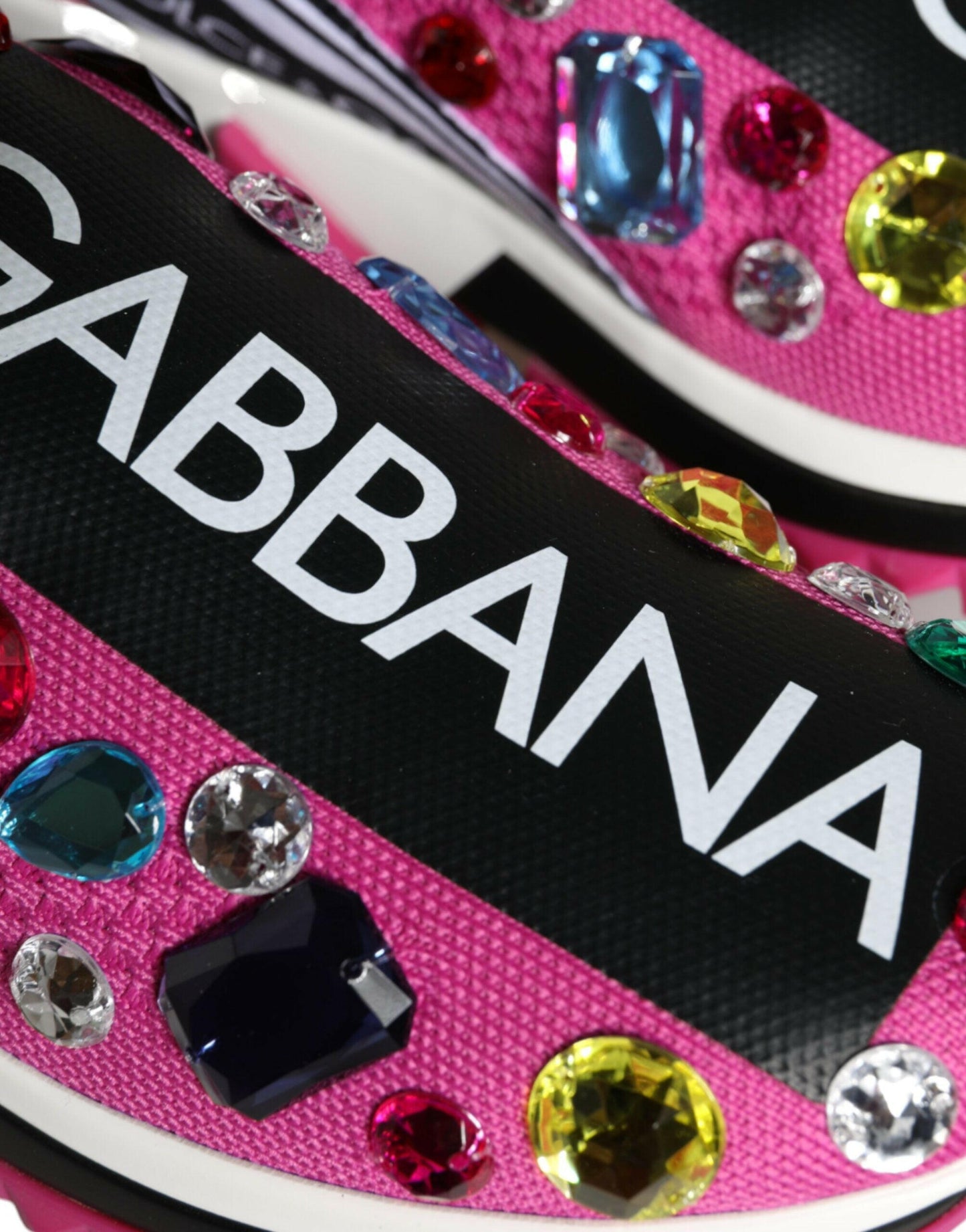 Dolce &amp; Gabbana Pink Sorrento Kristalle Low Top Sneakers Schuhe