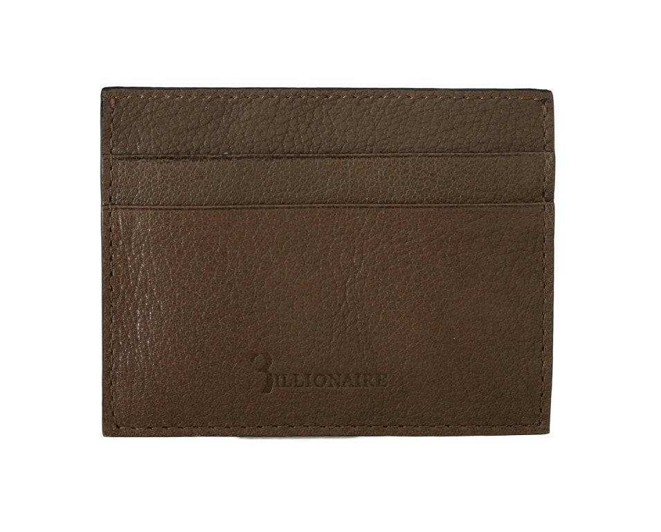 Billionaire Italian Couture Brown Leather Cardholder Wallet