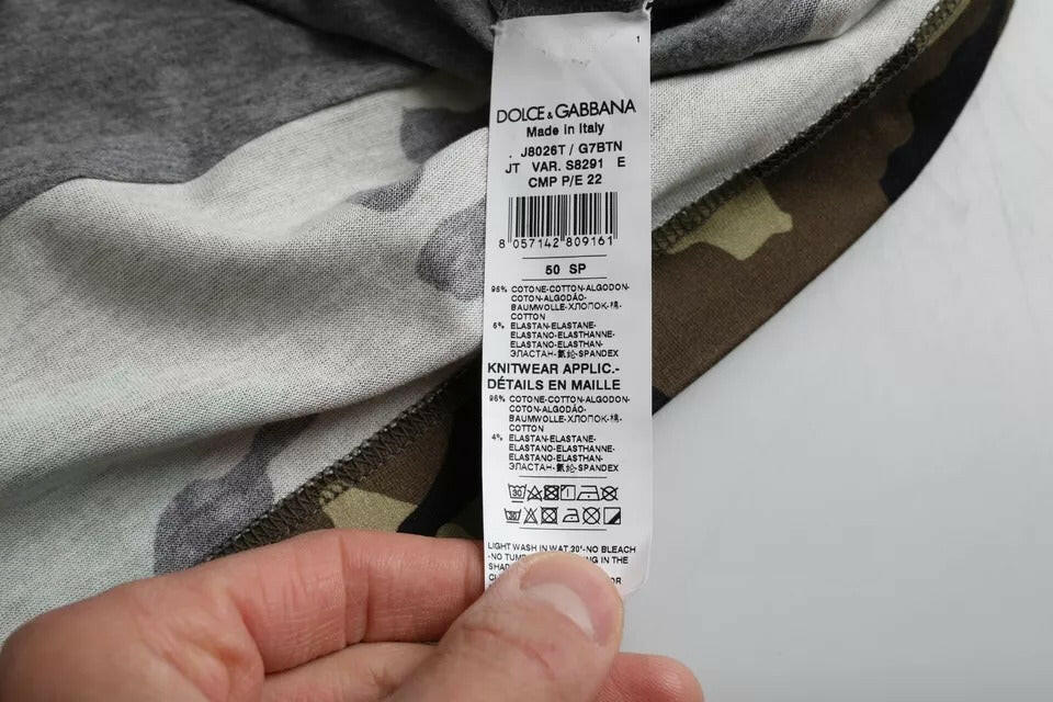 T-shirt ras du cou en coton camouflage multicolore Dolce &amp; Gabbana pour homme