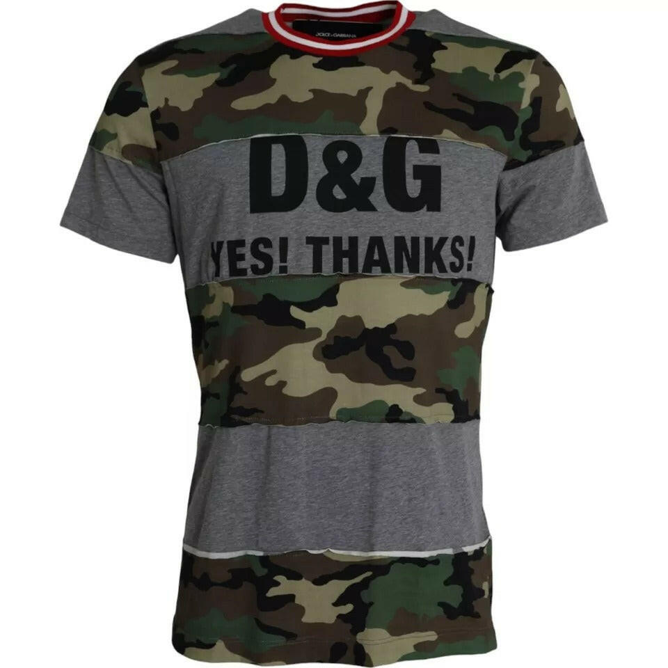 T-shirt ras du cou en coton camouflage multicolore Dolce &amp; Gabbana pour homme