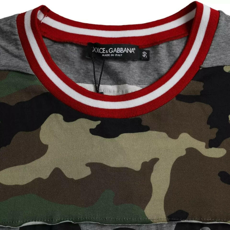 T-shirt ras du cou en coton camouflage multicolore Dolce &amp; Gabbana pour homme