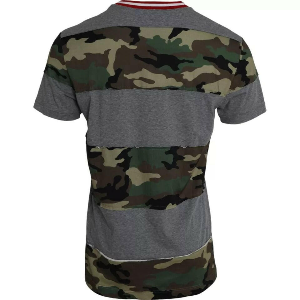 T-shirt ras du cou en coton camouflage multicolore Dolce &amp; Gabbana pour homme