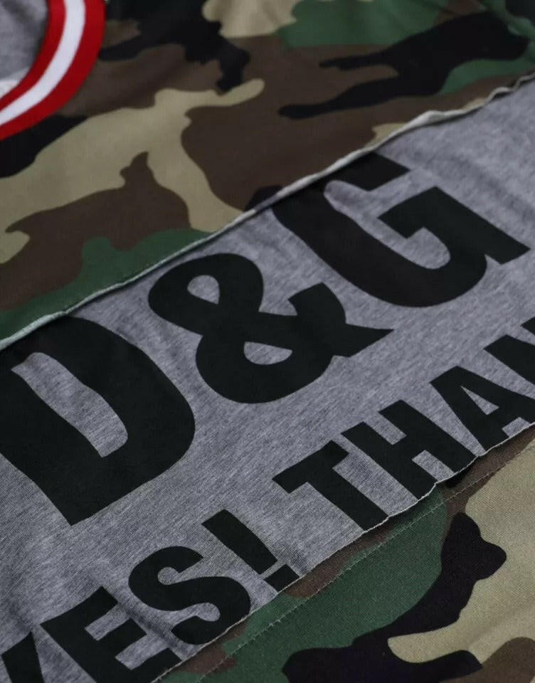 T-shirt ras du cou en coton camouflage multicolore Dolce &amp; Gabbana pour homme