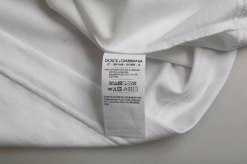 Dolce &amp; Gabbana – Weißes T-Shirt aus Baumwolle mit Rundhalsausschnitt und kurzen Ärmeln