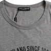 Dolce &amp; Gabbana Graues T-Shirt aus Baumwolle mit Rundhalsausschnitt und grafischem Druck