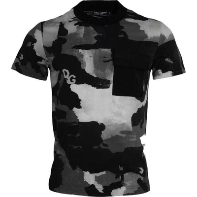 T-shirt ras du cou en coton camouflage multicolore Dolce &amp; Gabbana