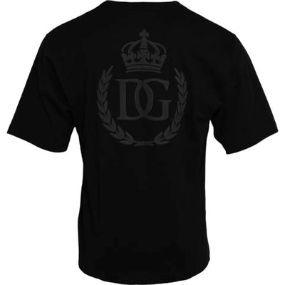 T-shirt ras du cou en coton noir avec logo en relief Dolce &amp; Gabbana