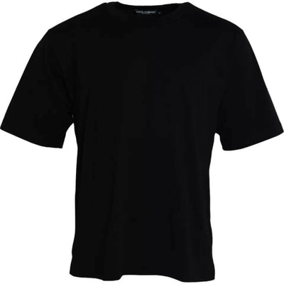 T-shirt ras du cou en coton noir avec logo en relief Dolce &amp; Gabbana