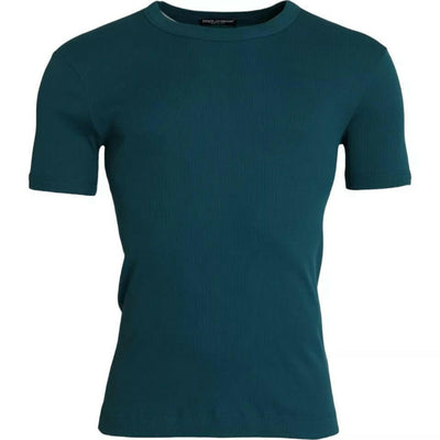 T-shirt à manches courtes et col rond en coton bleu vert Dolce &amp; Gabbana