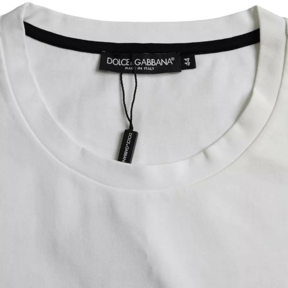 T-shirt homme en coton imprimé lèvres rouges blanches Dolce &amp; Gabbana