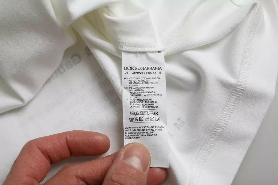 T-shirt homme en coton imprimé lèvres rouges blanches Dolce &amp; Gabbana