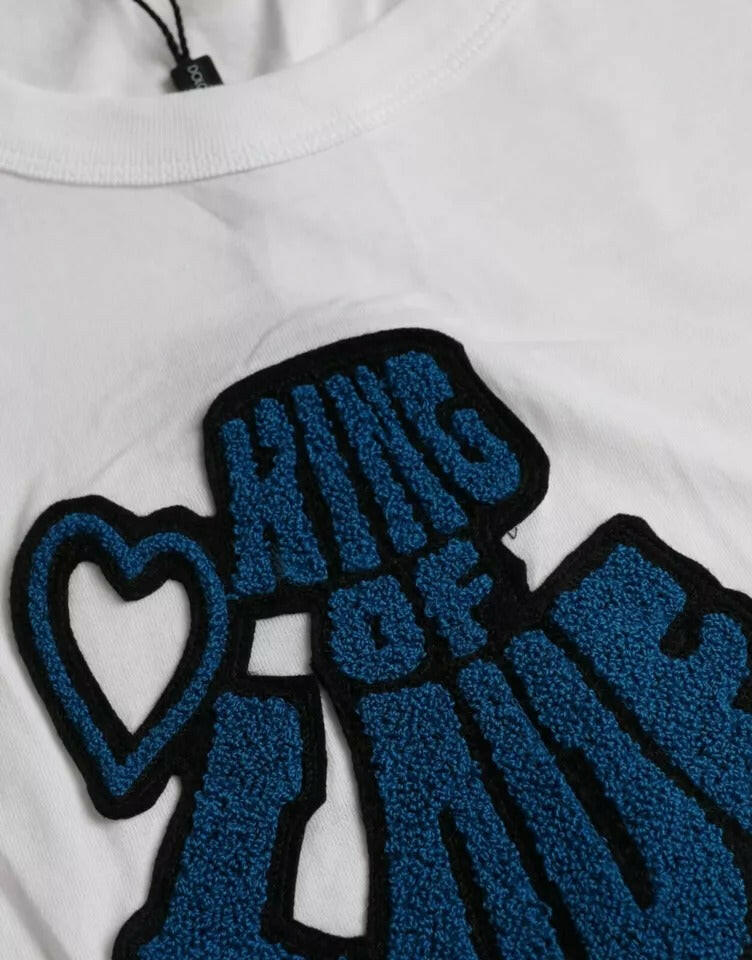 Dolce &amp; Gabbana – Weißes T-Shirt „King Of Love“ mit Rundhalsausschnitt und kurzen Ärmeln