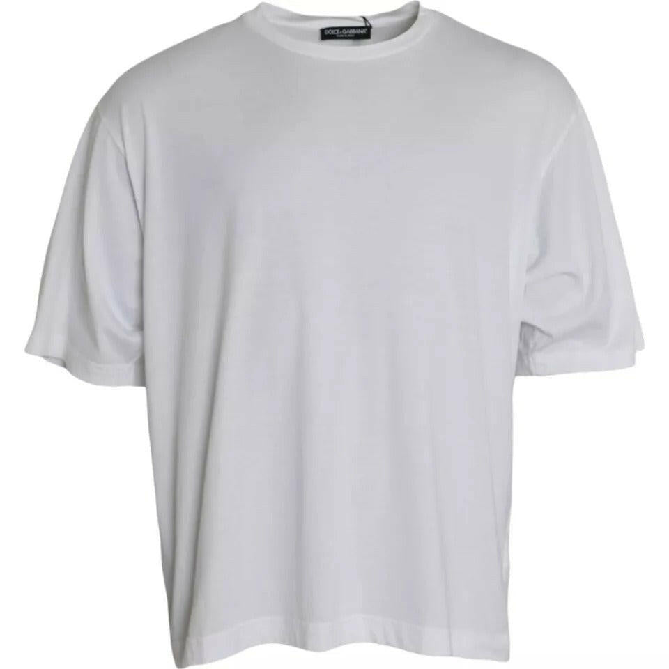 T-shirt à manches courtes et col rond en coton blanc Dolce &amp; Gabbana