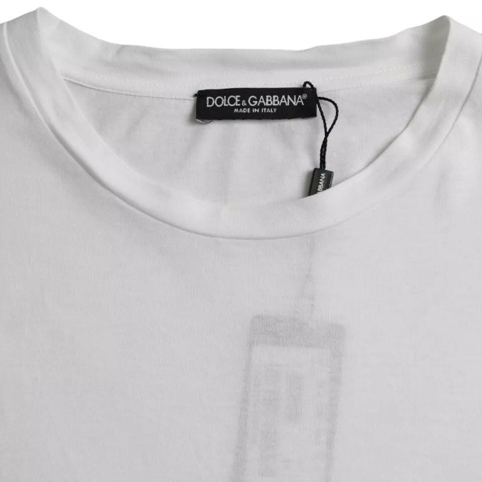 T-shirt à manches courtes et col rond en coton blanc Dolce &amp; Gabbana