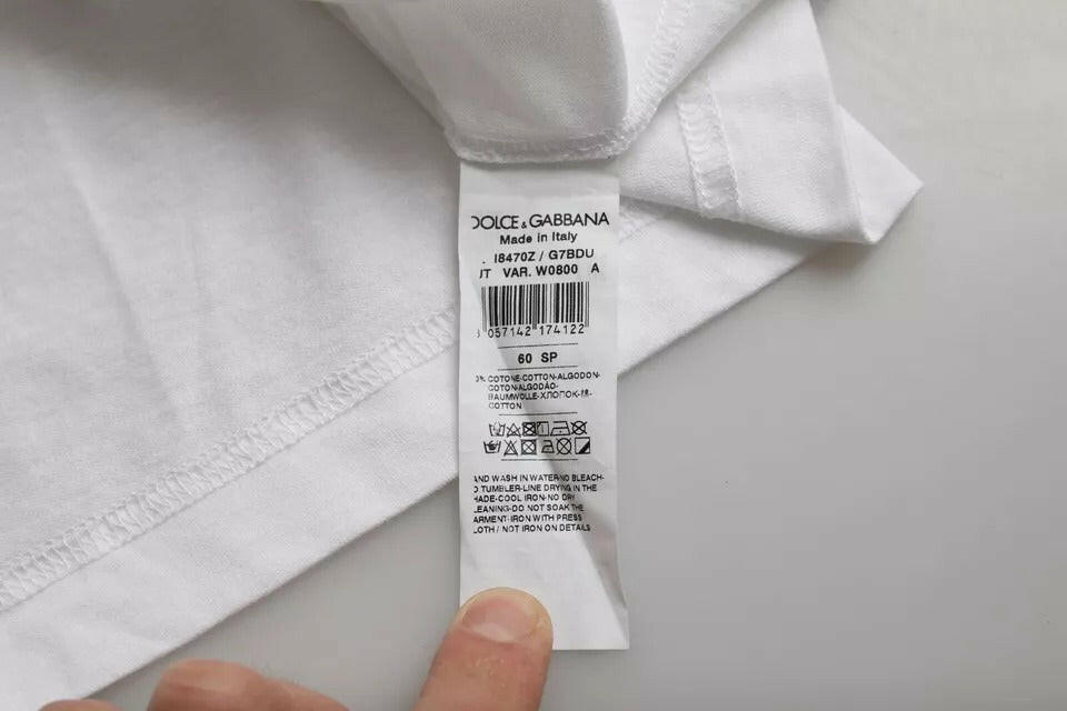 T-shirt à manches courtes et col rond en coton blanc Dolce &amp; Gabbana