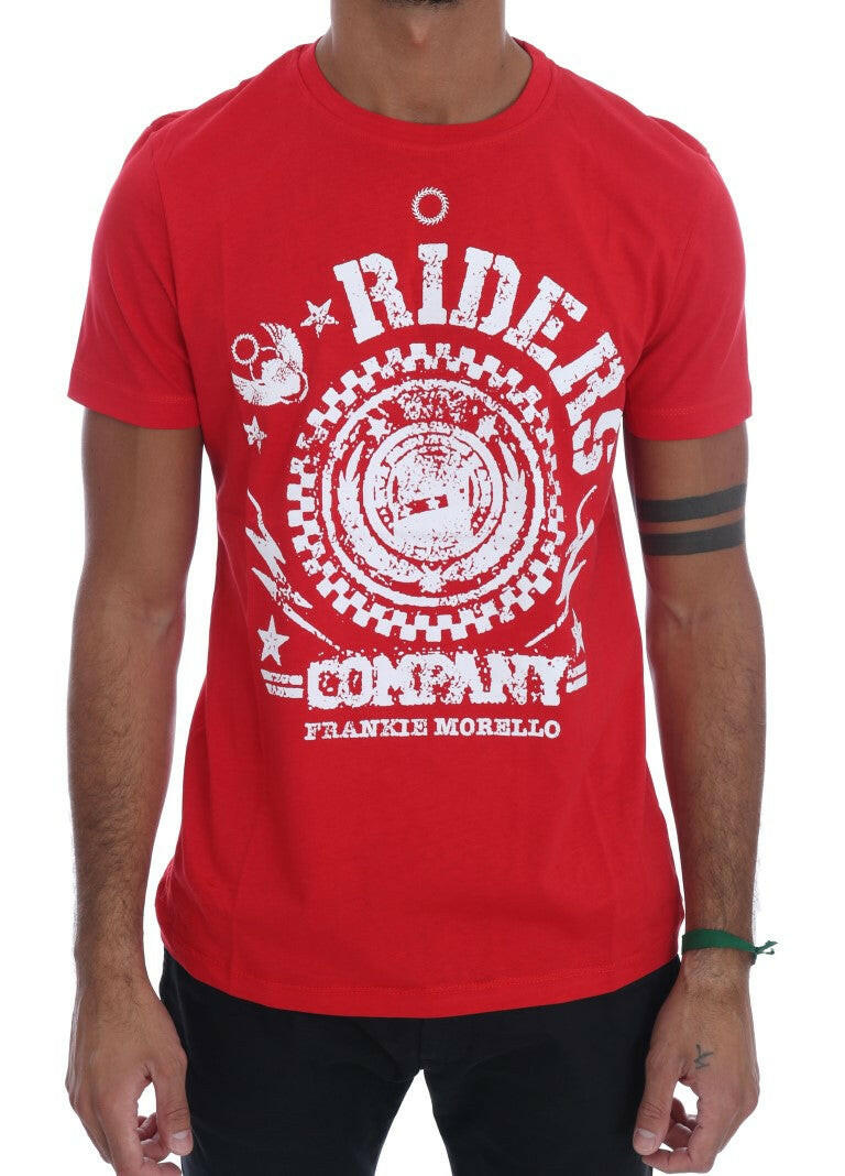 Frankie Morello – Rotes RIDERS-T-Shirt aus Baumwolle mit Rundhalsausschnitt