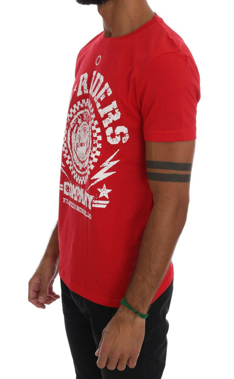 Frankie Morello – Rotes RIDERS-T-Shirt aus Baumwolle mit Rundhalsausschnitt