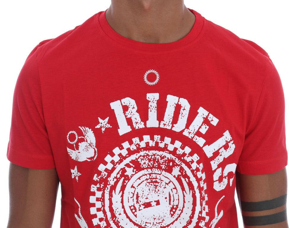 Frankie Morello – Rotes RIDERS-T-Shirt aus Baumwolle mit Rundhalsausschnitt