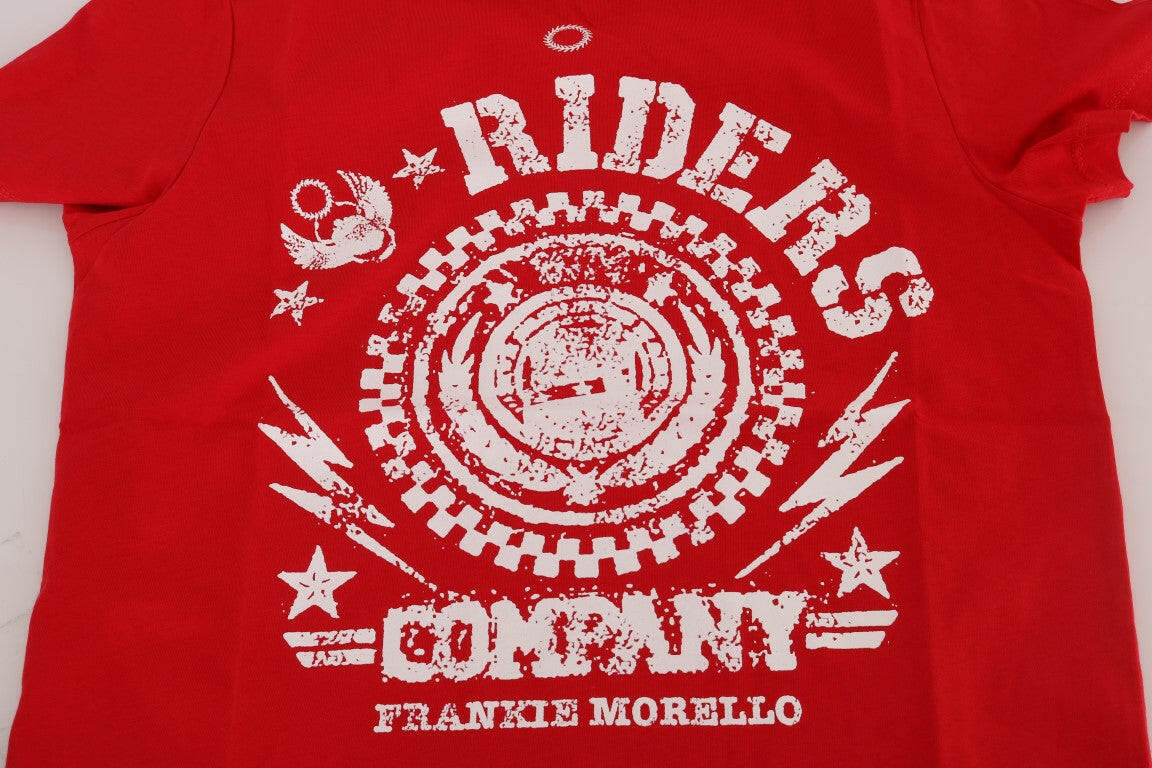 Frankie Morello – Rotes RIDERS-T-Shirt aus Baumwolle mit Rundhalsausschnitt
