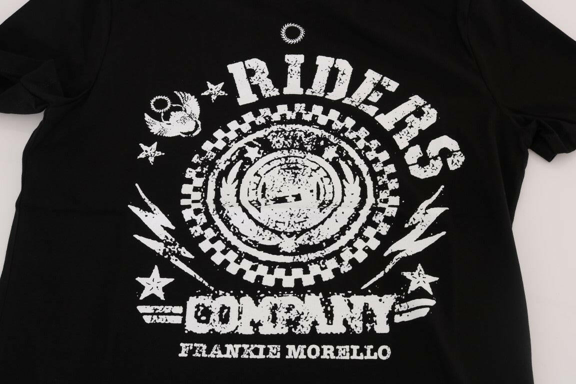 Frankie Morello – Schwarzes RIDERS-T-Shirt mit Rundhalsausschnitt aus Baumwolle