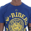 Frankie Morello – Blaues RIDERS-T-Shirt mit Rundhalsausschnitt aus Baumwolle