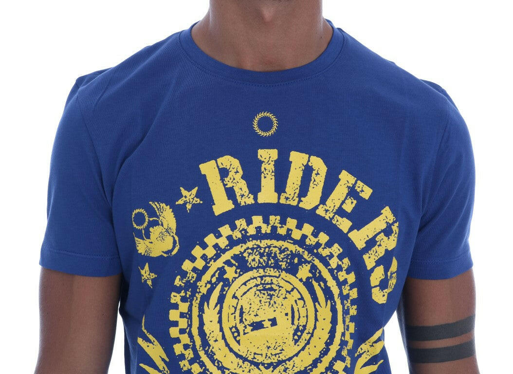 Frankie Morello – Blaues RIDERS-T-Shirt mit Rundhalsausschnitt aus Baumwolle