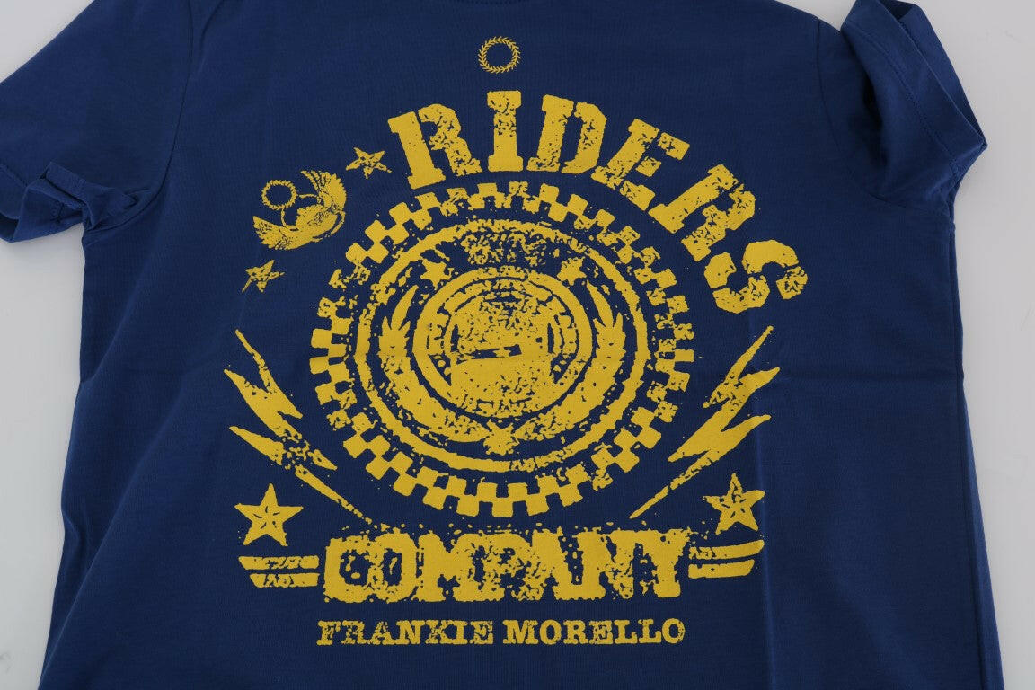 Frankie Morello – Blaues RIDERS-T-Shirt mit Rundhalsausschnitt aus Baumwolle