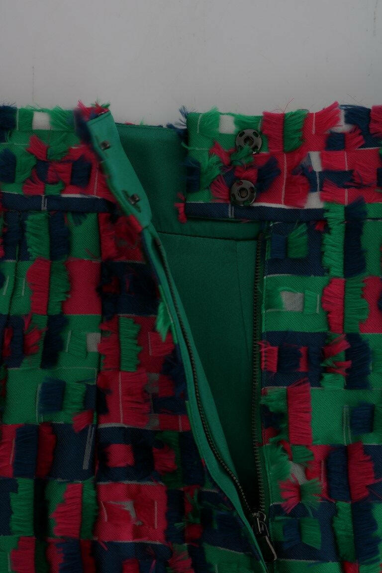 Dolce &amp; Gabbana Pink-Grüner Jacquard-Bleistiftrock