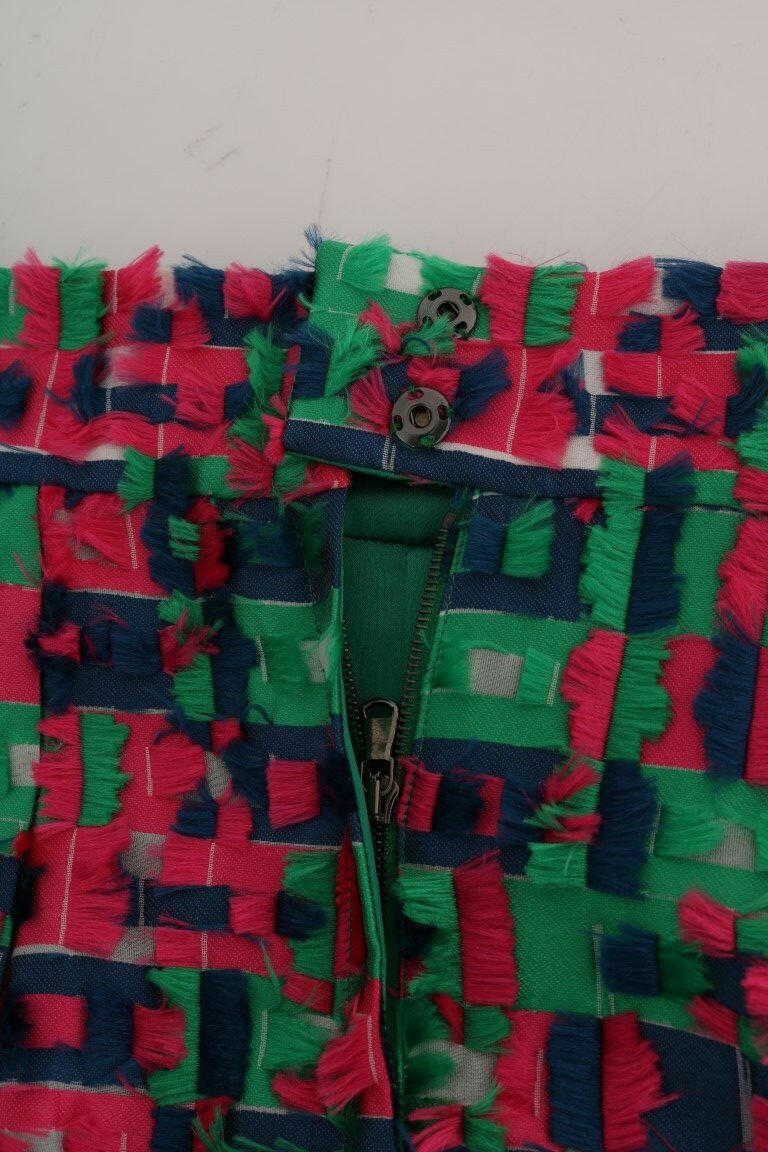 Dolce &amp; Gabbana Pink-Grüner Jacquard-Bleistiftrock