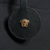 Versace Black Top Handle Canvas Leather Logo Crossbody Tote Bag