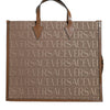 Versace Brown Top Handle Jacquard Leather Logo Crossbody Tote Bag