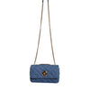 Versace Blue Quilted Denim Leather Crossbody Shoulder Bag