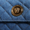 Versace Blue Quilted Denim Leather Crossbody Shoulder Bag