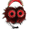 Dolce & Gabbana Red Gold Crystal Fur Headset Audio AUX Headphones