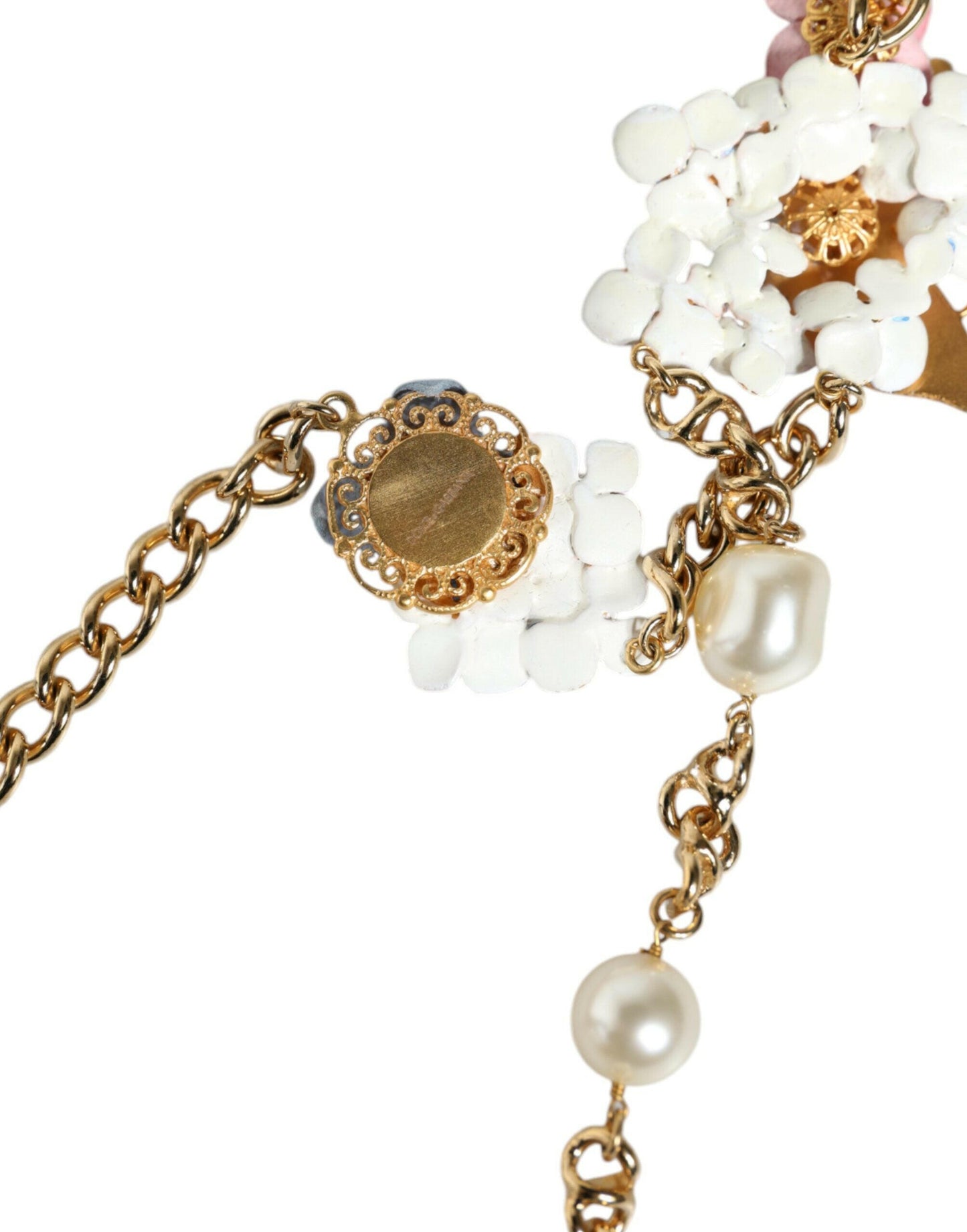 Collier Dolce &amp; Gabbana en laiton doré avec perles en cristal superposées et motif floral