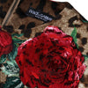 Dolce & Gabbana Brown Leopard Red Roses Cotton A-line Dress