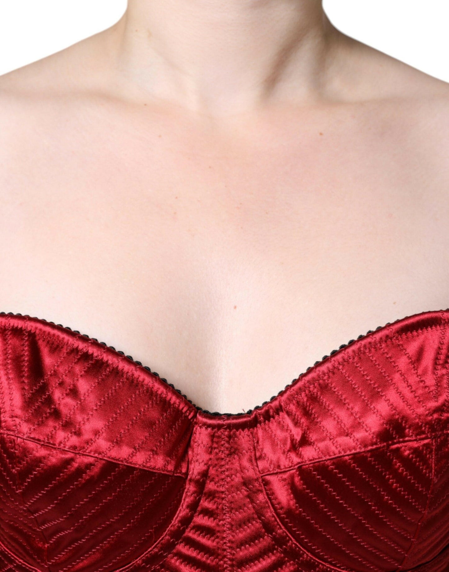 Dolce &amp; Gabbana – Rotes, figurbetontes Midikleid aus Spitze mit Bustier-Korsett