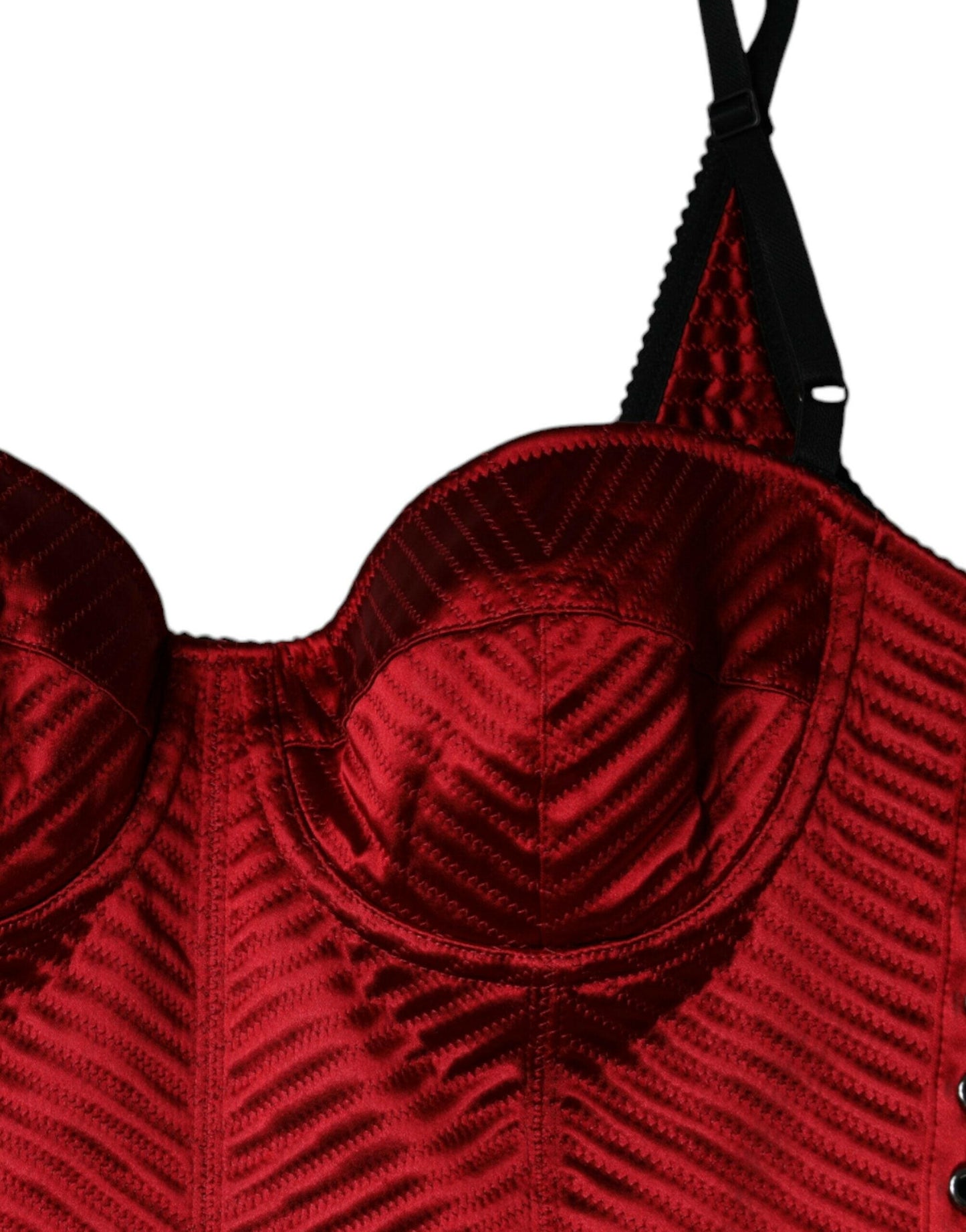 Dolce &amp; Gabbana – Rotes, figurbetontes Midikleid aus Spitze mit Bustier-Korsett