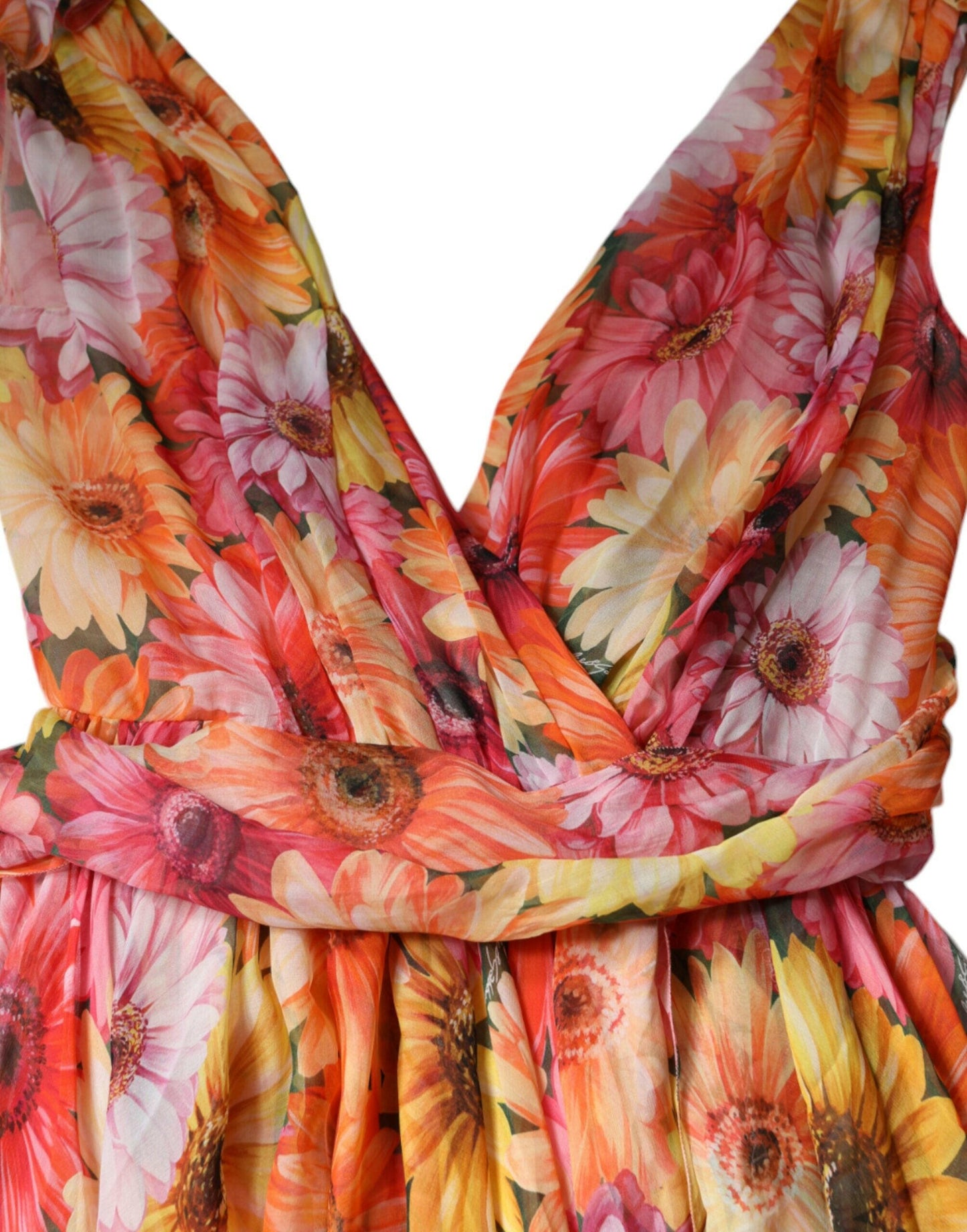 Dolce &amp; Gabbana – Ärmelloses Midikleid mit V-Ausschnitt und mehrfarbigem Blumenmuster